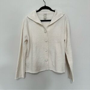 J. Jill Cream Button-Up Hooded Sweater